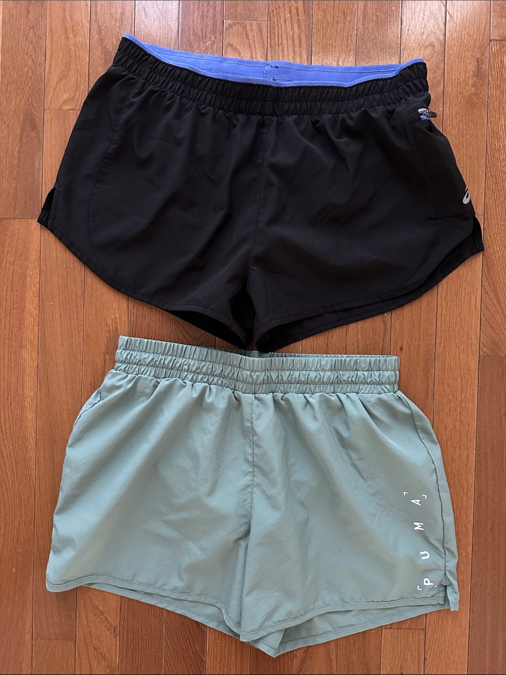 ASICS and Puma running shorts, size medium